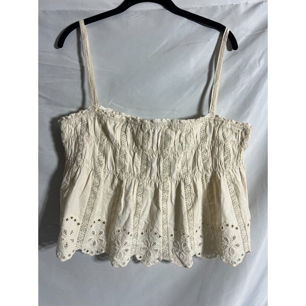 Zara Top Women's XL Ecru Cream Lace Embroidered Pull Over Floral